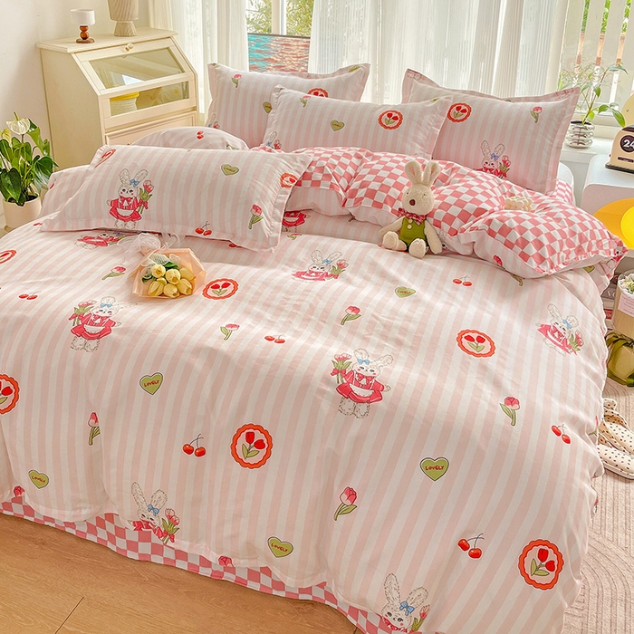 91家纺网 家纺一手货源 找家纺 文黛家居 2025新款植物羊绒小版花四件套 粉黛佳人