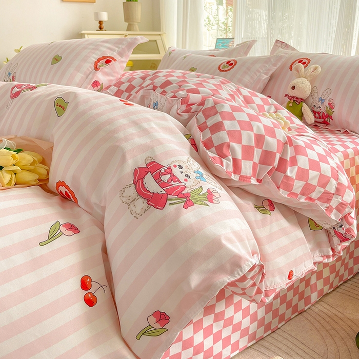 91家纺网 家纺一手货源 找家纺 文黛家居 2025新款植物羊绒小版花四件套 粉黛佳人