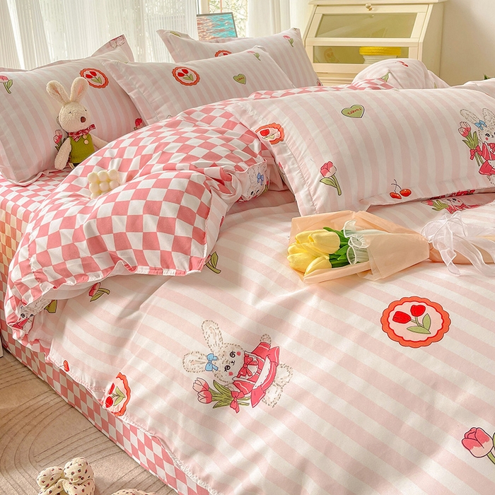 91家纺网 家纺一手货源 找家纺 文黛家居 2025新款植物羊绒小版花四件套 粉黛佳人