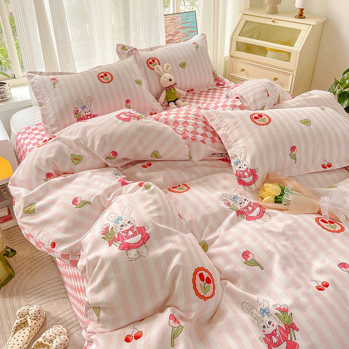 91家纺网 家纺一手货源 找家纺 文黛家居 2025新款植物羊绒小版花四件套 粉黛佳人