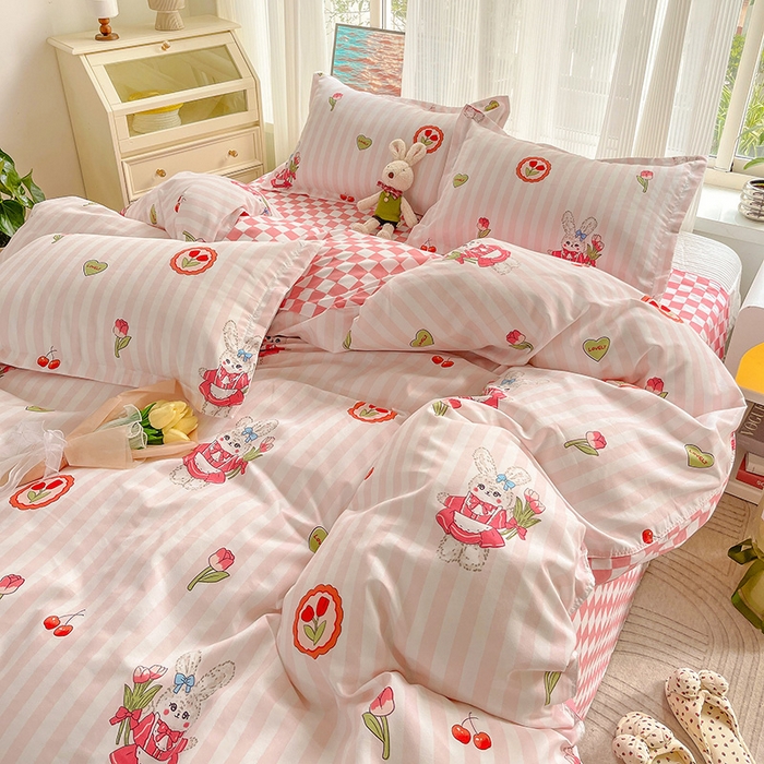 91家纺网 家纺一手货源 找家纺 文黛家居 2025新款植物羊绒小版花四件套 粉黛佳人