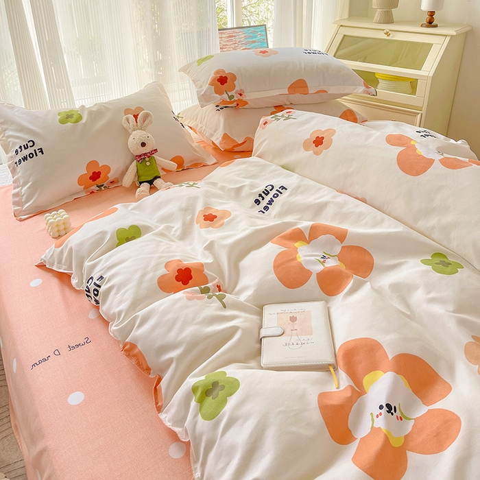 91家纺网 家纺一手货源 找家纺 文黛家居 2025新款植物羊绒小版花四件套 花香怡人-桔