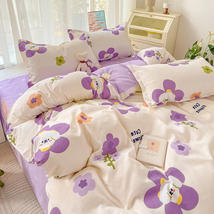 91家纺网 家纺一手货源 找家纺 文黛家居 2025新款植物羊绒小版花四件套 花香怡人-紫