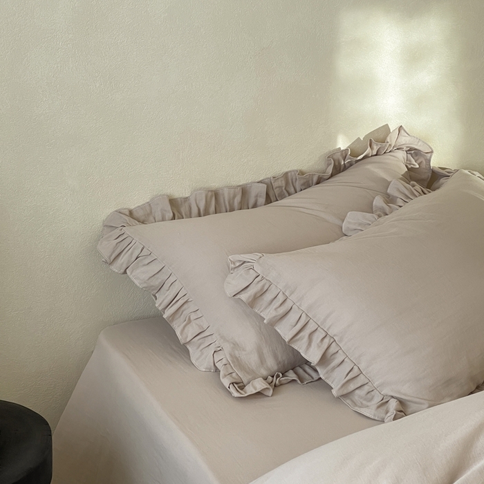 91家纺网 家纺一手货源 找家纺 三味舒屋2025新款花边美学-全棉双层纱四件套 复古棕