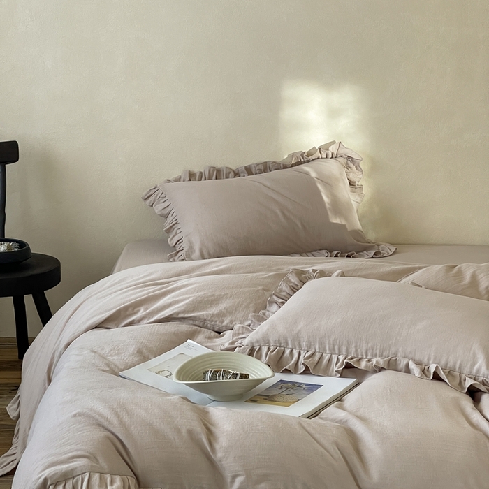 三味舒屋2025新款花边美学-全棉双层纱四件套 复古棕