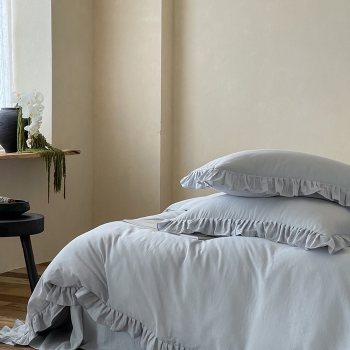 91家纺网 家纺一手货源 找家纺 三味舒屋2025新款花边美学-全棉双层纱四件套 海岛迷雾