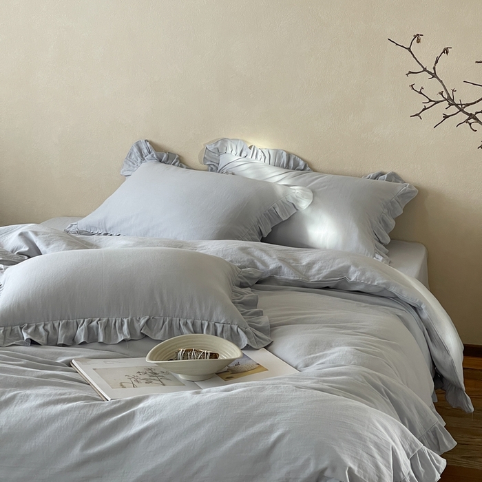 91家纺网 家纺一手货源 找家纺 三味舒屋2025新款花边美学-全棉双层纱四件套 海岛迷雾