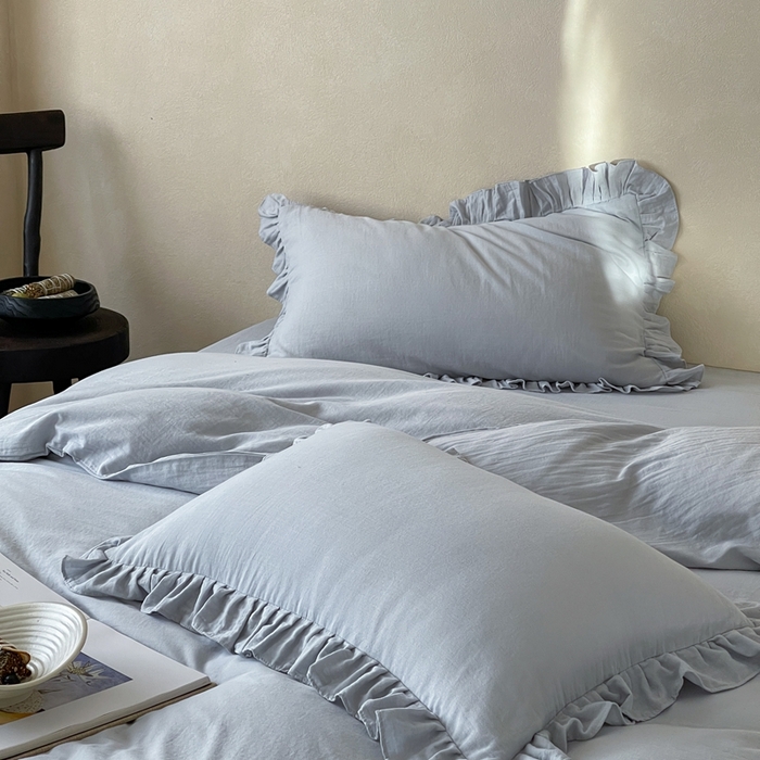 91家纺网 家纺一手货源 找家纺 三味舒屋2025新款花边美学-全棉双层纱四件套 海岛迷雾