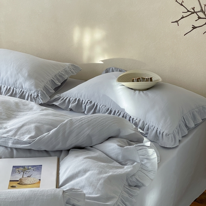 91家纺网 家纺一手货源 找家纺 三味舒屋2025新款花边美学-全棉双层纱四件套 海岛迷雾