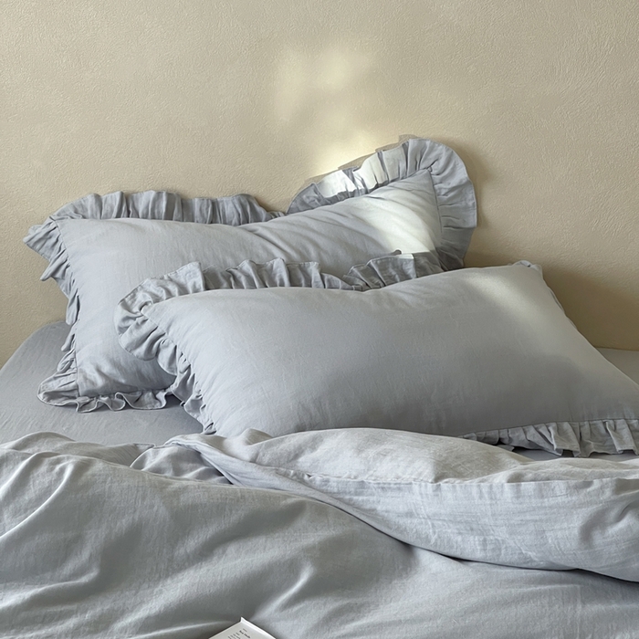 91家纺网 家纺一手货源 找家纺 三味舒屋2025新款花边美学-全棉双层纱四件套 海岛迷雾