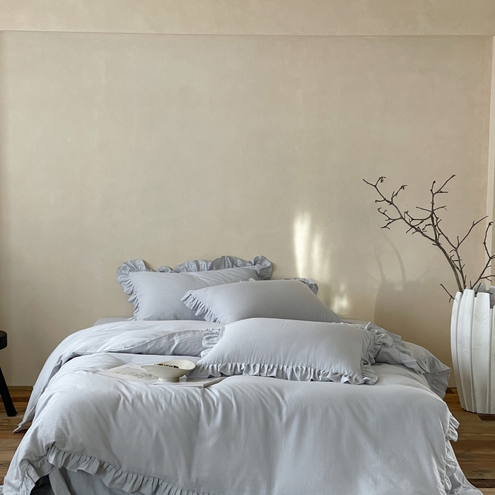 91家纺网 家纺一手货源 找家纺 三味舒屋2025新款花边美学-全棉双层纱四件套 海岛迷雾