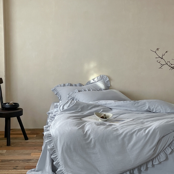 91家纺网 家纺一手货源 找家纺 三味舒屋2025新款花边美学-全棉双层纱四件套 海岛迷雾