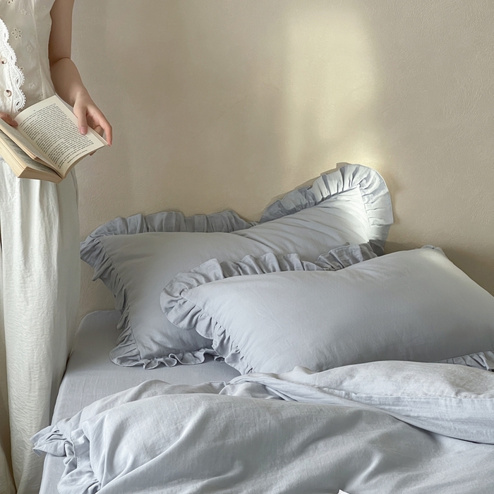 91家纺网 家纺一手货源 找家纺 三味舒屋2025新款花边美学-全棉双层纱四件套 海岛迷雾