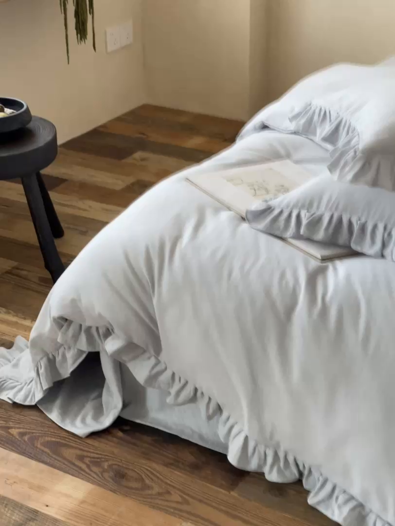 91家纺网 家纺一手货源 找家纺 三味舒屋2025新款花边美学-全棉双层纱四件套 海岛迷雾