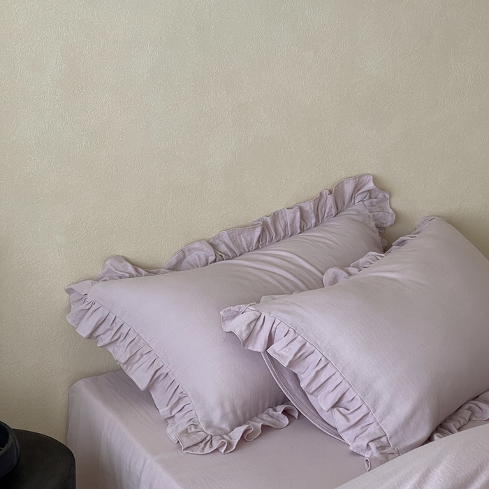 91家纺网 家纺一手货源 找家纺 三味舒屋2025新款花边美学-全棉双层纱四件套 香芋奶昔