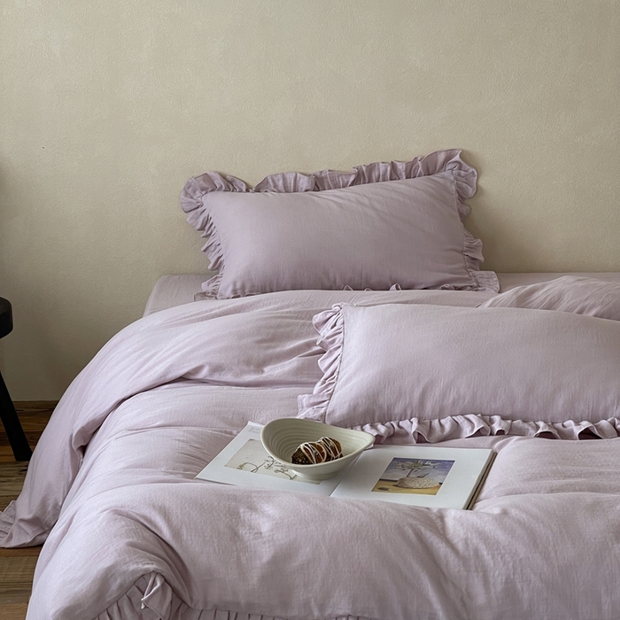 三味舒屋2025新款花边美学-全棉双层纱四件套 香芋奶昔