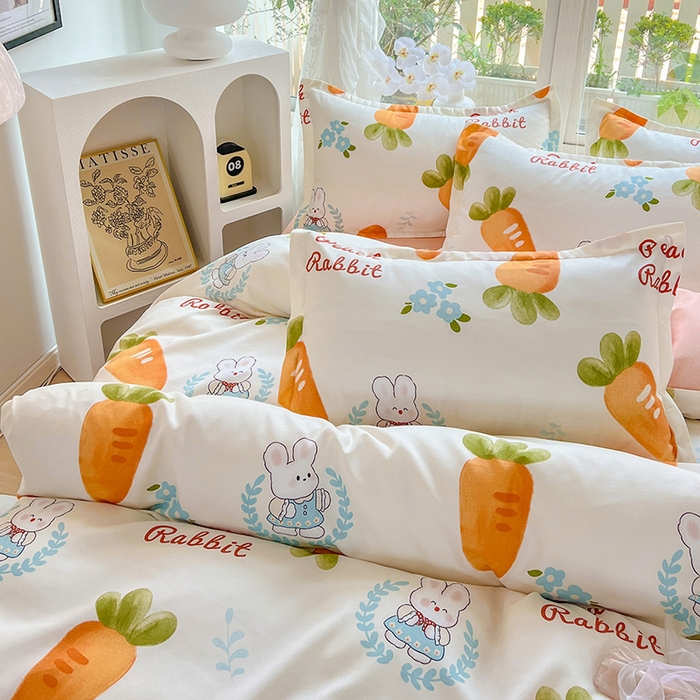 91家纺网 家纺一手货源 找家纺 文黛家居 2025新款植物羊绒小版花四件套 萝卜兔