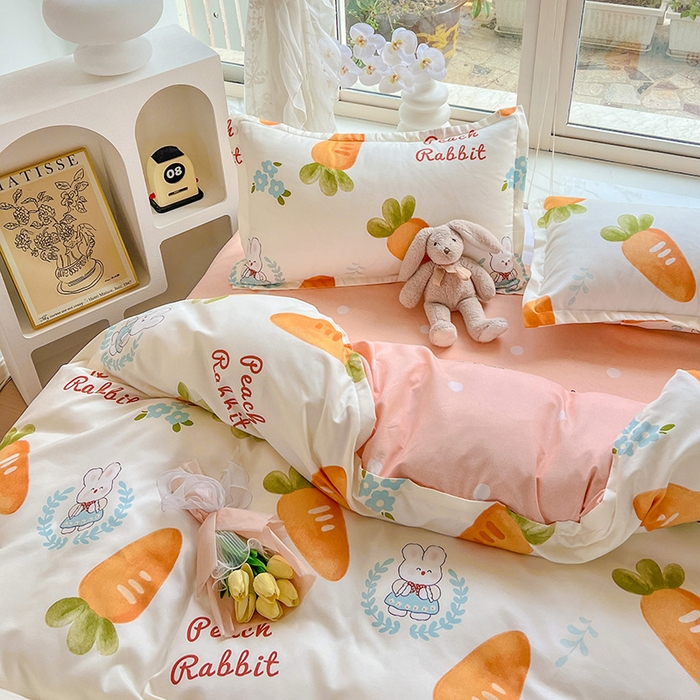 91家纺网 家纺一手货源 找家纺 文黛家居 2025新款植物羊绒小版花四件套 萝卜兔