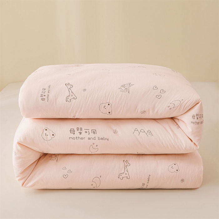 易博家纺 2025新款水洗棉印花被 童梦小熊-粉
