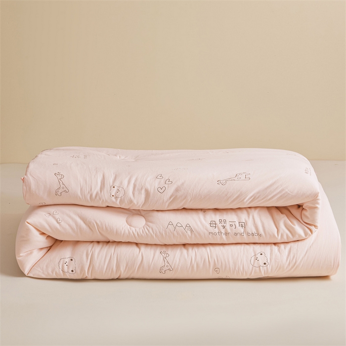 91家纺网 家纺一手货源 找家纺 易博家纺 2025新款水洗棉印花被 童梦小熊-粉