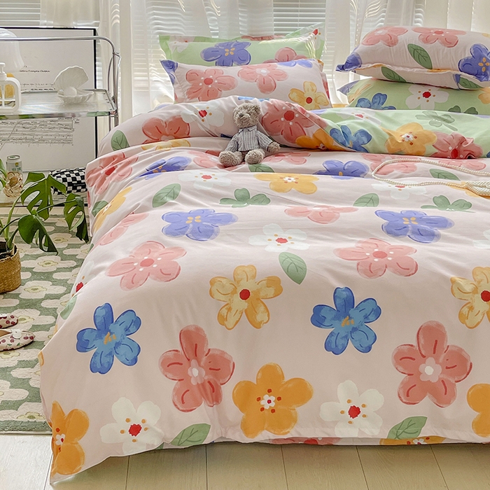 91家纺网 家纺一手货源 找家纺 文黛家居 2025新款植物羊绒小版花四件套 莫奈花海-粉