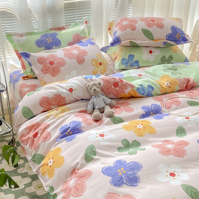 91家纺网 家纺一手货源 找家纺 文黛家居 2025新款植物羊绒小版花四件套 莫奈花海-粉