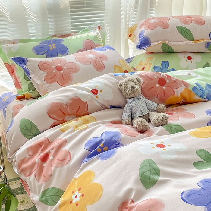 91家纺网 家纺一手货源 找家纺 文黛家居 2025新款植物羊绒小版花四件套 莫奈花海-粉