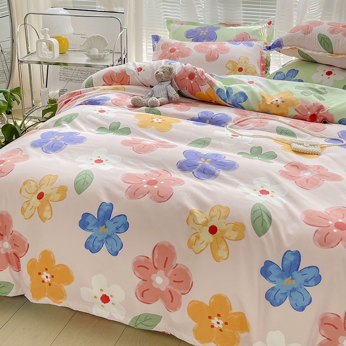 91家纺网 家纺一手货源 找家纺 文黛家居 2025新款植物羊绒小版花四件套 莫奈花海-粉