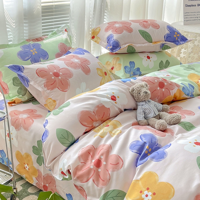 91家纺网 家纺一手货源 找家纺 文黛家居 2025新款植物羊绒小版花四件套 莫奈花海-粉