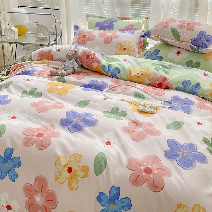 91家纺网 家纺一手货源 找家纺 文黛家居 2025新款植物羊绒小版花四件套 莫奈花海-粉