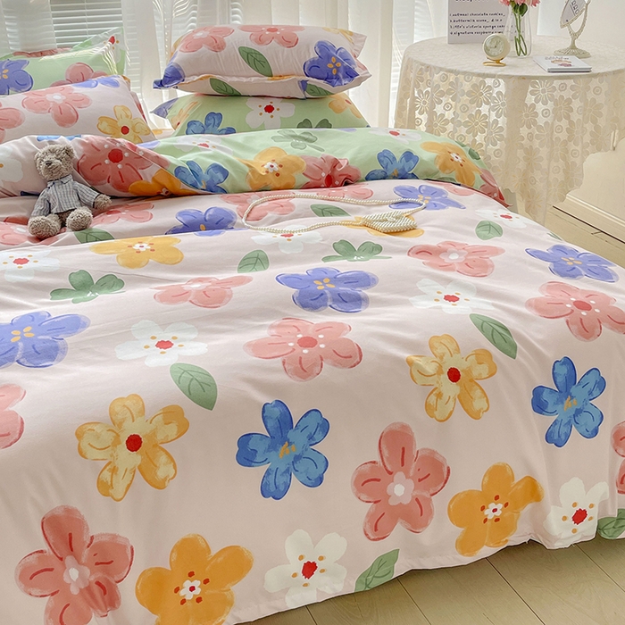 91家纺网 家纺一手货源 找家纺 文黛家居 2025新款植物羊绒小版花四件套 莫奈花海-粉