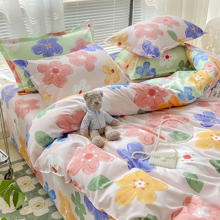 91家纺网 家纺一手货源 找家纺 文黛家居 2025新款植物羊绒小版花四件套 莫奈花海-粉