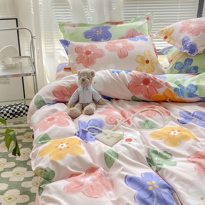 91家纺网 家纺一手货源 找家纺 文黛家居 2025新款植物羊绒小版花四件套 莫奈花海-粉