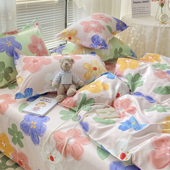 91家纺网 家纺一手货源 找家纺 文黛家居 2025新款植物羊绒小版花四件套 莫奈花海-粉