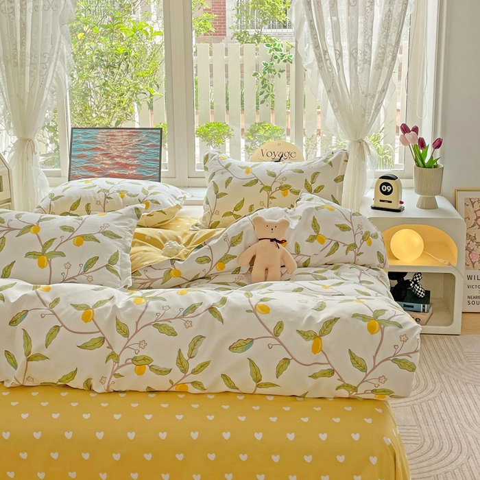 91家纺网 家纺一手货源 找家纺 文黛家居 2025新款植物羊绒小版花四件套 清风