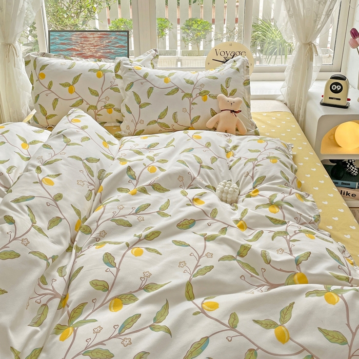 91家纺网 家纺一手货源 找家纺 文黛家居 2025新款植物羊绒小版花四件套 清风