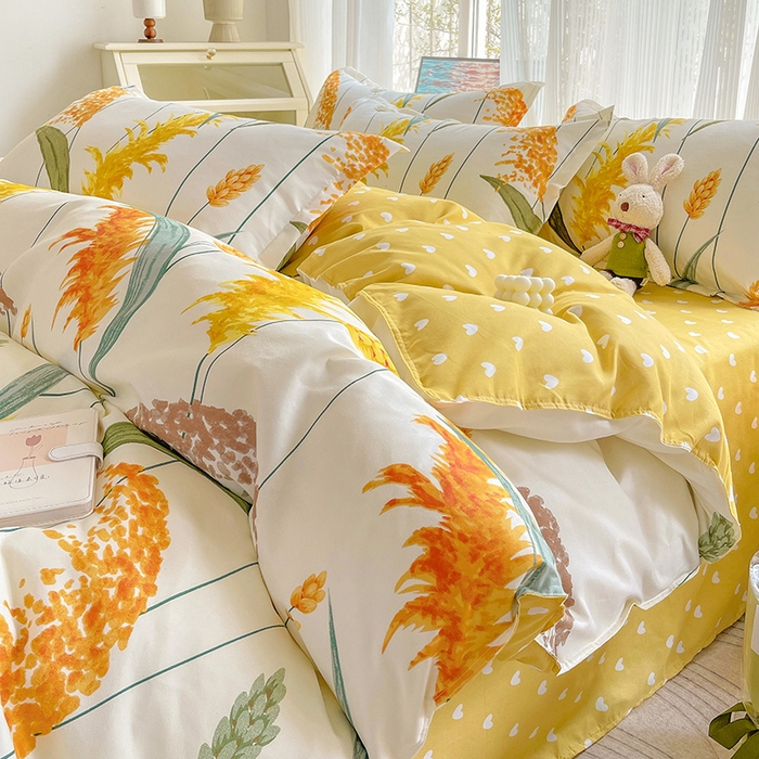 91家纺网 家纺一手货源 找家纺 文黛家居 2025新款植物羊绒小版花四件套 穗穗平安