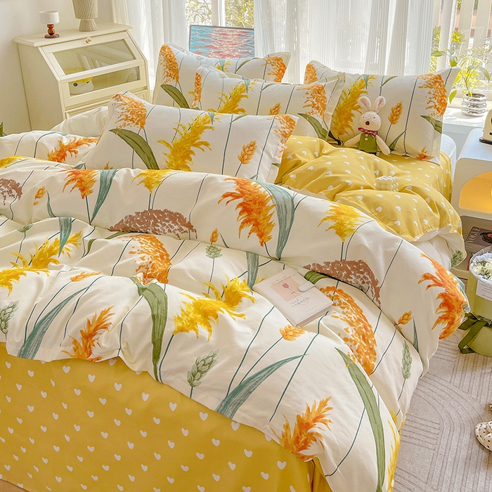 91家纺网 家纺一手货源 找家纺 文黛家居 2025新款植物羊绒小版花四件套 穗穗平安