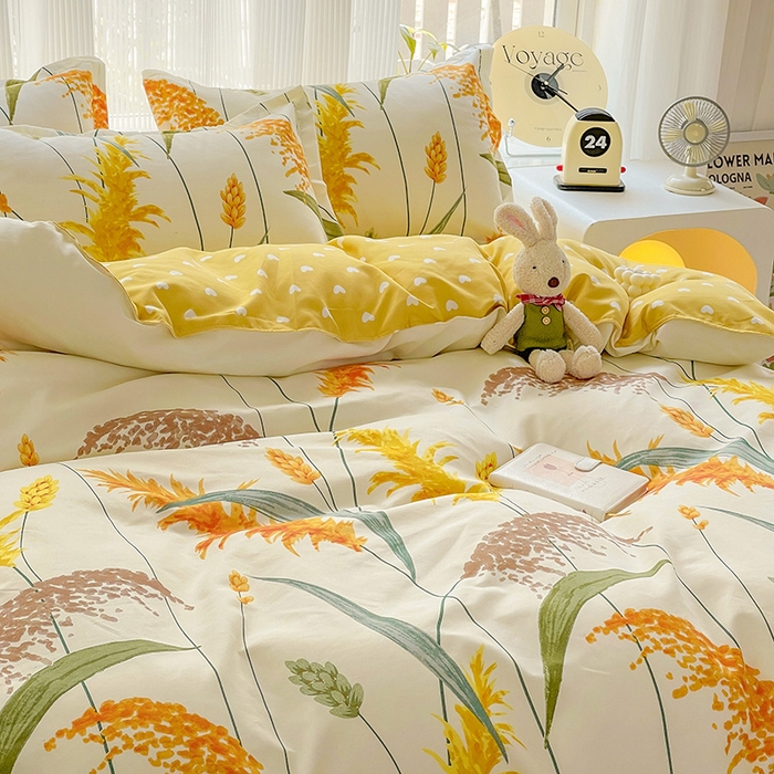 91家纺网 家纺一手货源 找家纺 文黛家居 2025新款植物羊绒小版花四件套 穗穗平安