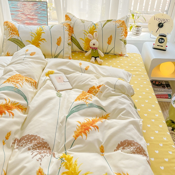 91家纺网 家纺一手货源 找家纺 文黛家居 2025新款植物羊绒小版花四件套 穗穗平安