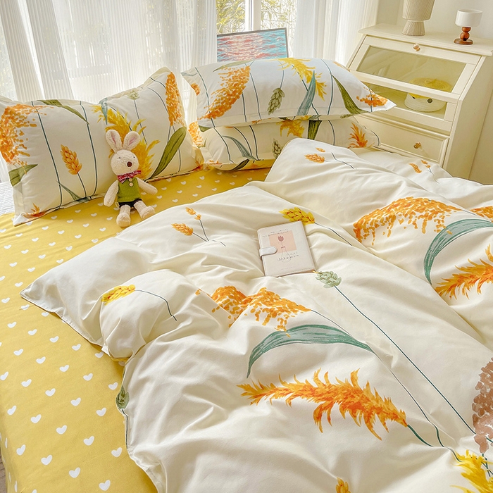 91家纺网 家纺一手货源 找家纺 文黛家居 2025新款植物羊绒小版花四件套 穗穗平安