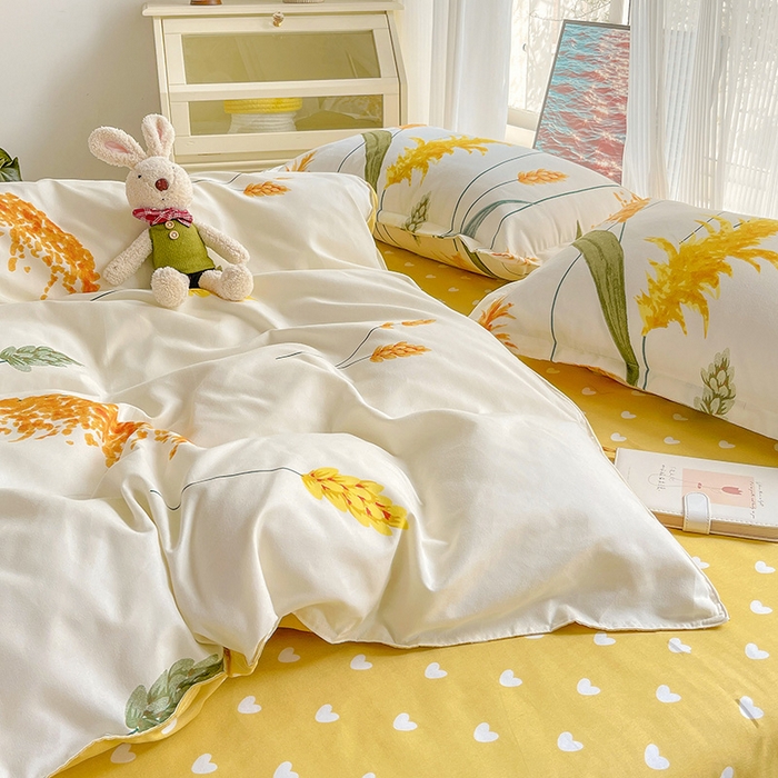 91家纺网 家纺一手货源 找家纺 文黛家居 2025新款植物羊绒小版花四件套 穗穗平安