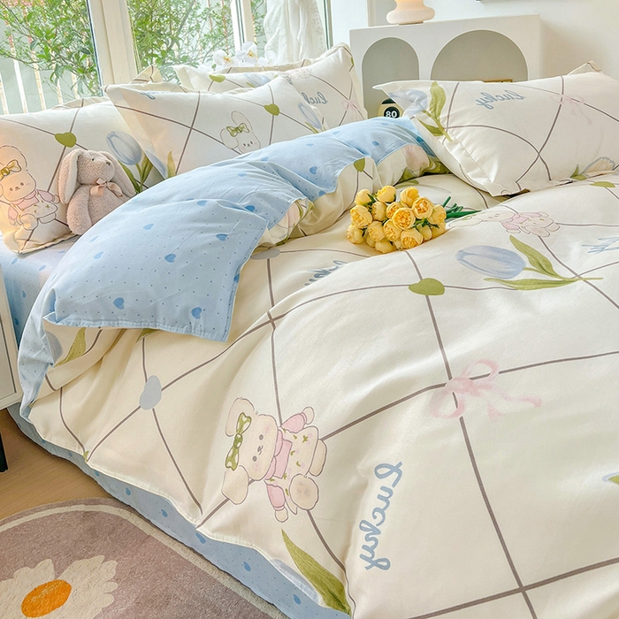 91家纺网 家纺一手货源 找家纺 文黛家居 2025新款植物羊绒小版花四件套 兔花花