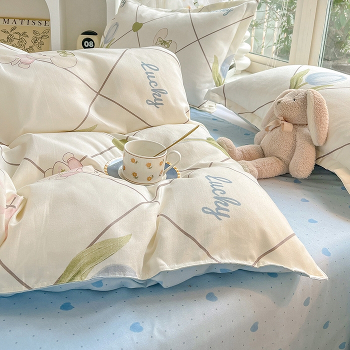 91家纺网 家纺一手货源 找家纺 文黛家居 2025新款植物羊绒小版花四件套 兔花花