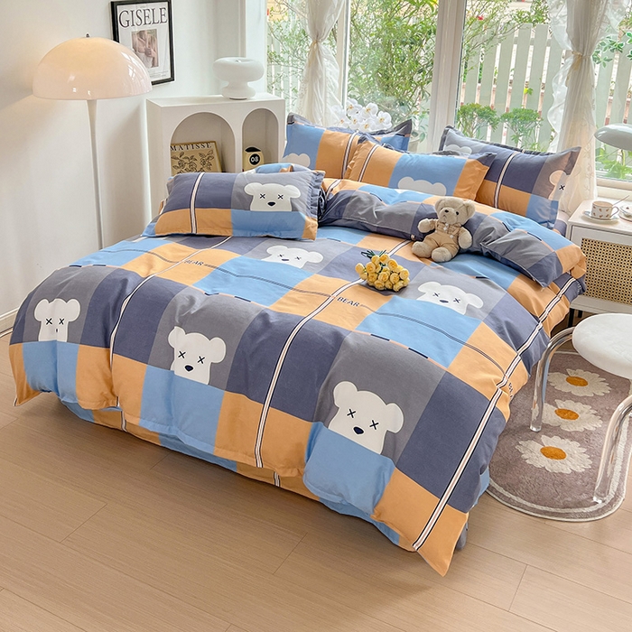 文黛家居 2025新款植物羊绒小版花四件套 小熊宝贝