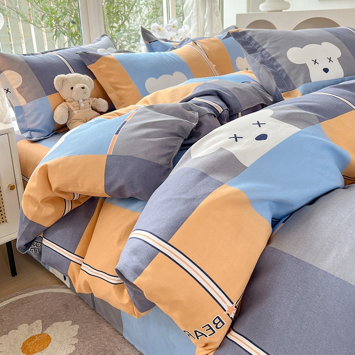 91家纺网 家纺一手货源 找家纺 文黛家居 2025新款植物羊绒小版花四件套 小熊宝贝