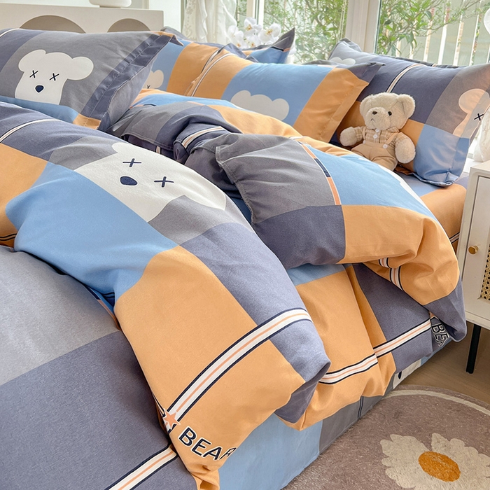 91家纺网 家纺一手货源 找家纺 文黛家居 2025新款植物羊绒小版花四件套 小熊宝贝