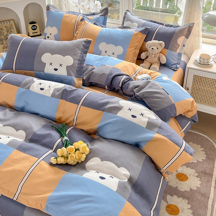 91家纺网 家纺一手货源 找家纺 文黛家居 2025新款植物羊绒小版花四件套 小熊宝贝