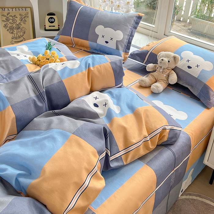 91家纺网 家纺一手货源 找家纺 文黛家居 2025新款植物羊绒小版花四件套 小熊宝贝