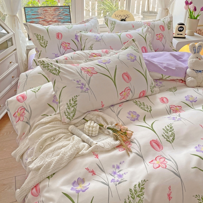 91家纺网 家纺一手货源 找家纺 文黛家居 2025新款植物羊绒小版花四件套 欣然花开